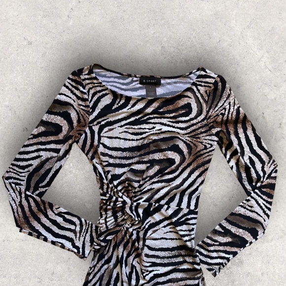 B Smart Zebra Print Dress Women Size 4 - Picture 4 of 11